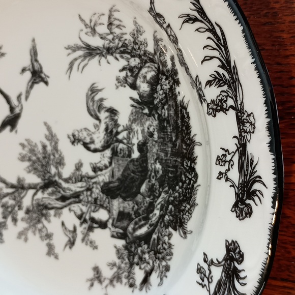Vtg Aux Au Provence Black White Toile French Country Rooster Soup Bowls b275 - Picture 2 of 5